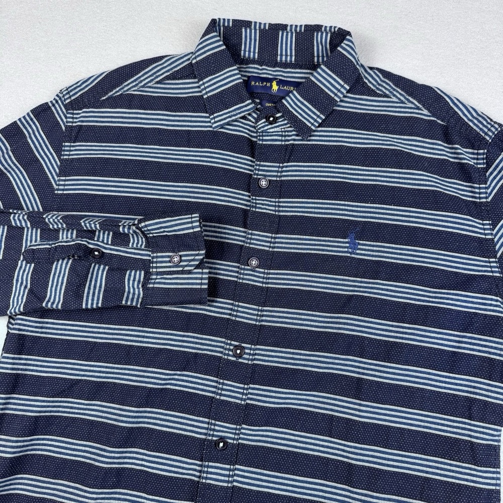 Polo Ralph Lauren Long Sleeve Button Shirt Size XL Custom Fit Pony Design Stripe